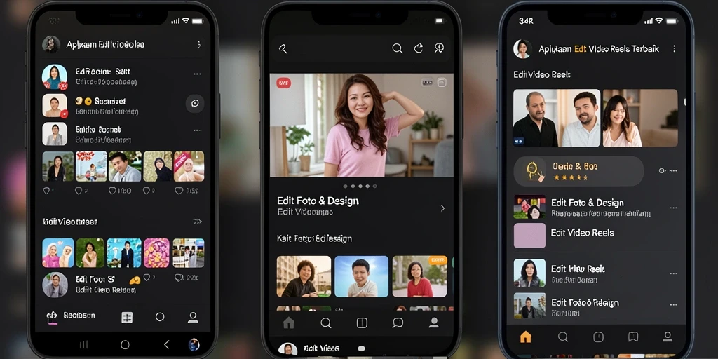 Tampilan antarmuka aplikasi 34R yang intuitif untuk Edit Video Reels.
