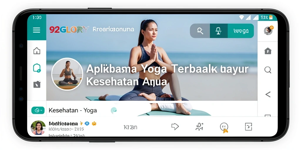 Tampilan antarmuka pengguna aplikasi Yoga 92GLORY yang menarik dan mudah dinavigasi.