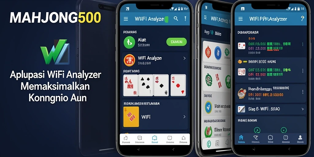 Antarmuka aplikasi MAHJONG500 menampilkan analisis jaringan WiFi yang komprehensif.