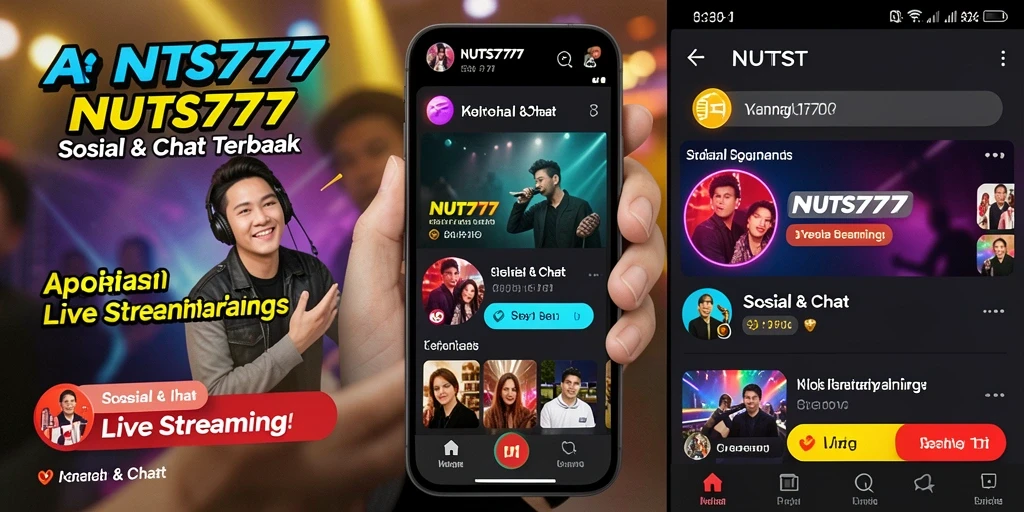 Antarmuka NUTS777 yang menampilkan aktivitas Live Streaming dengan interaksi pengguna.