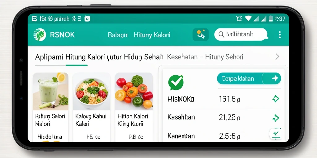 Screenshot utama RSNOK menampilkan antarmuka pengguna untuk menghitung kalori.